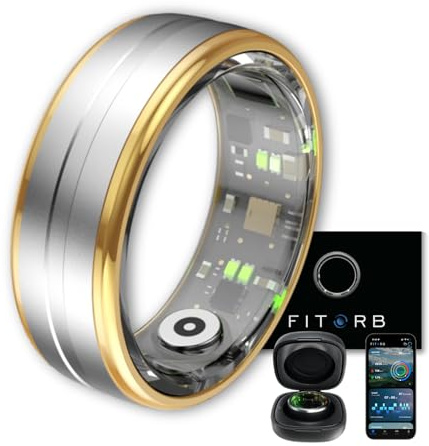 Fitorb Smart Ring Pro - Das Original. High-Tech Fitness- & Gesundheitsring, Schlafanalyse, 24/7 Aktivitätstracking. Temperaturmessung, Stress. Proberinge. (Saturn, Silber, 16,7 mm)