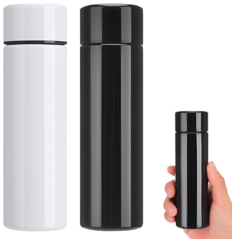 2 Pcs Stainless Steel Water Bottle,150MLMini Flask,Coffee Vacuum Small Flasks Small Capacity Portable Travel Drink Water Bottle Insulated Cup,Black,White