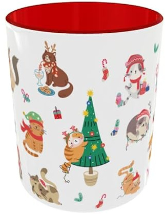 Taza de Navidad, tazas navideñas originales para desayuno y café | RTazas Navideñas con Diseño de Mascotas y Madrid | Tazas navidad para casa y oficina | Compra solidaria (Gatitos navideños)