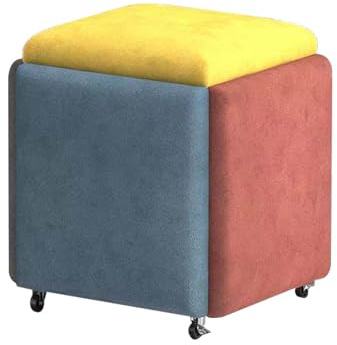 Cubo de asiento 5 en 1, taburete de sofá móvil, silla apilable con asiento acolchado y ruedas giratorias para uso en sala de estar