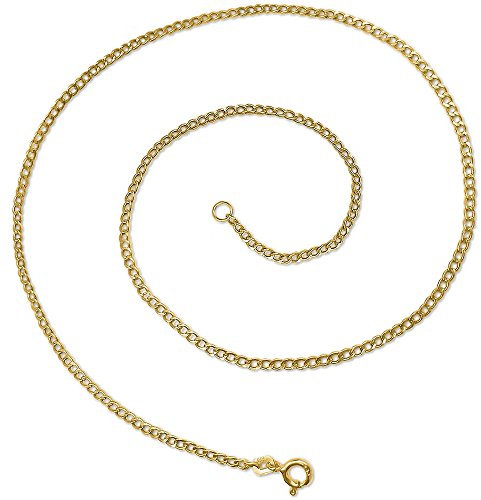 CLEVER SCHMUCK Goldene Panzerkette 40 cm lang 1,5 mm breit 0,5 mm hoch Kettenglieder weit hohl glänzend 333 Gold 8 Karat im Schmucketui