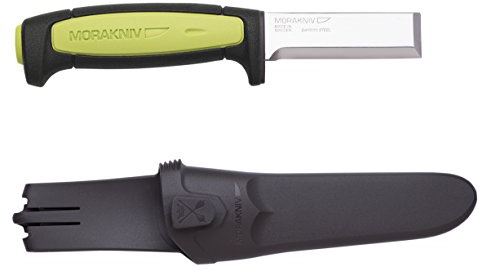 Morakniv Craftline Carbon Steel Wood Chisel Knife With Sheath for Wood Carving, 3 Inch