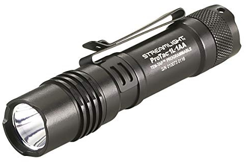 Streamlight 88061 Protac 1 L - 1 AA con 1 Batería de Litio Cr123A y AA, Alcalina y Funda, Almeja, Color Negro