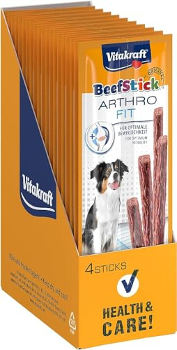 Vitakraft Beef Stick Arthro Fit, köttpinnar, hundmellanmål, för hundar med ledbesvär (10 x 4 stycken)