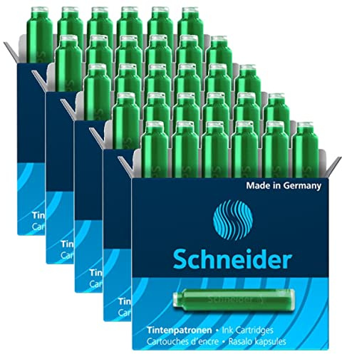 SCHNEIDER - Lote de 5 cajas de 6 cartuchos de tinta para pluma estilográfica, color verde