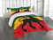 ABAKUHAUS Rasta Tagesdecke Set, Judah Lion Reggae Flagge, Set mit Kissenbezug Feste Farben, für Einzelbetten 170 x 220 cm, Schwarz-Rot Grün und Gelb