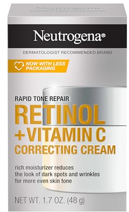 Neutrogena Rapid Tone Repair Retinol + Vitamin C Correcting Cream, Face Moisturizer with Retinol, Hyaluronic Acid & Vitamin C for Dark Spots & Discoloration, 1.7 oz