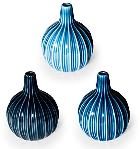 Ligano® Vasen Set aus Keramik – Hochwertige kleine Kugelvasen mit fein abgestimmten Farben – 3 Stück