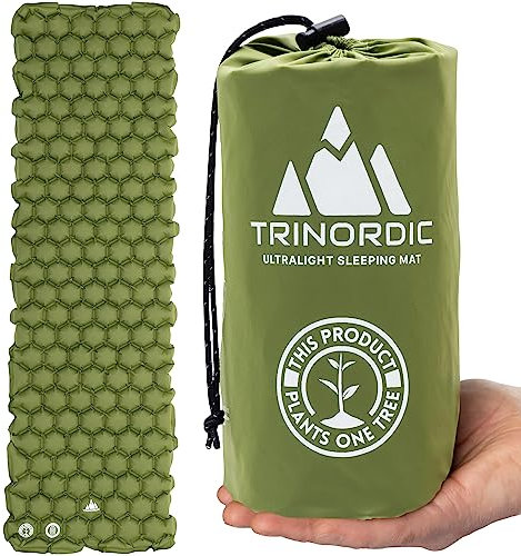 TRINORDIC Ultralight Inflatable Camping Mat – Single Sleeping Air Matress Offering Space-Saving Comfort – Durable, Lightweight Camping Equipment for Outdoor Travel Adventures