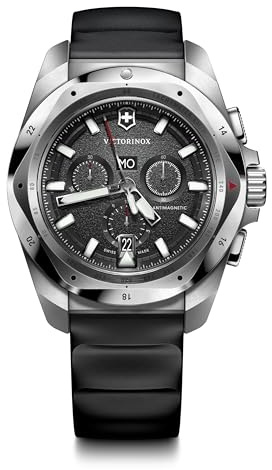 Victorinox I.N.O.X. Chrono Black Dial Black Rubber Strap Watch 43mm - 241983