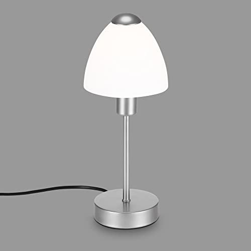 BRILONER Leuchten - Tischleuchte, Tischlampe inkl. Kabelschalter, 1x E14, max. 25 Watt, Silberfarbig/Weiß, 100x320mm (DxH)