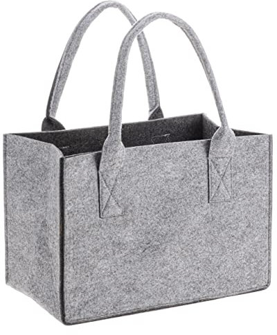 GLOREX 6 1212 270 - Filztasche in moderner Optik, ca. 26 x 38 x 24 cm groß in Grau/Anthrazit, Einkaufstasche zum Verstauen und Transportieren von Lebensmitteln, pflegeleicht