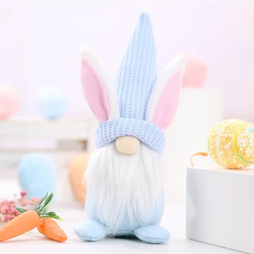 ENLACE Ostern Wichtel, Schwedische Wichtel Puppe Dolls, Handgemachte Ostern Wichtel Hasen Ohren Puppen, für Kinder Ostern Festliche Geschenk Osterdekoration Frühling Dekoration, Blau