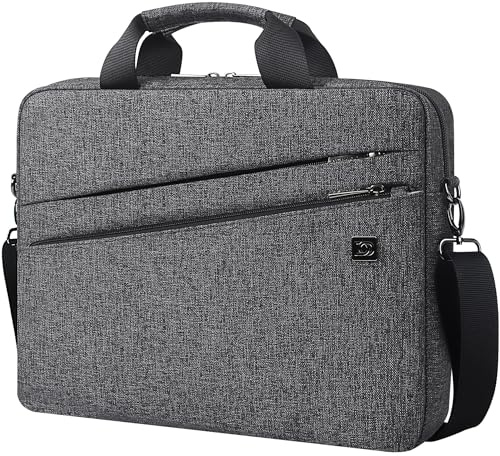 DOMISO Sacoche Ordinateur 17-17,3 Pouces Pochette PC Portable Sac Bandoulière Professionnel Anti-Choc pour 17-17.3 Laptop Dell/Lenovo/Acer/HP/MSI/ASUS PC Gamer 18 Pouces, Noir Gris