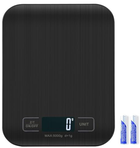 Kitchen Scale, 11 lb Digital Food Scales with Batteries, 5 Units with Tare Function, Touch Button, Backlit LCD Display