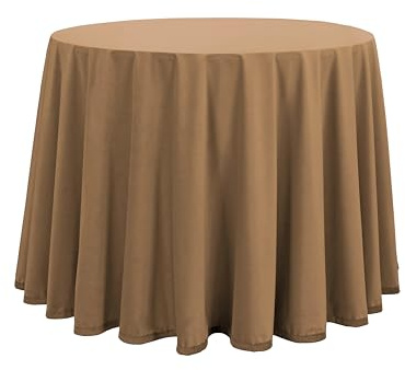 Donegal Collections Falda Mesa Camilla Redonda 80 cm Camel - Faldillas Mesa Camilla Invierno Altura Mesa 75 cm - Tejido Aterciopelado Ideal Otoño/Invierno, Fabricado 100% España