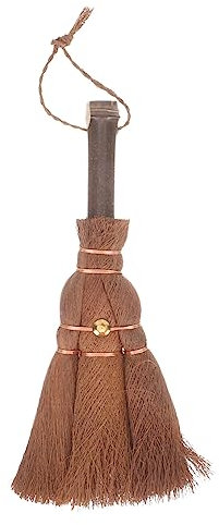 MAGICLULU Scopa Piccola Manico Corto in Paglia Intrecciata Mano Spazzola Soffice per Pulizie Domestiche Strumento Compatto per Rimuovere Polvere e Sporco Accessorio Casa Pratico e Sicuro