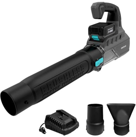 Cecotec Soplador a Batería 21V de Alta Potencia Airforce 4000 Bazooka Turbo. Motor sin escobillas, Brushless. Tecnología Xmotor. Velocidad hasta 200km/h, Volumen hasta 740 m³/h, Función Turbo