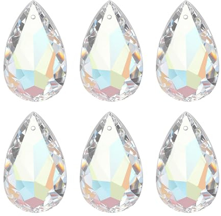 PATIKIL Attrape Soleil Cristal Suspendu Électroplacage Violet 6 Pcs 38mm Pendentifs en Cristal K9 de Larme Perles Ovales, Éléments de Lustre, Lampe DIY pour Loisirs Créatifs et Décoration