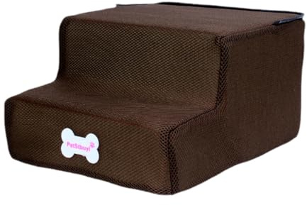 FytStycale Escalera de Dos Niveles para Perros, Diseño Antideslizante Y Fácil de Limpiar, Ideal para Mascotas Mayores, CafÉ