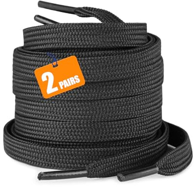 Huglux Flat Trainers Shoelace, 8mm Wide Shoe Lace for Sneakers, Fine Weave Flat Shoe Lace Shoestring, Premium Trainer Replacements for Athletic Sport Shoelaces