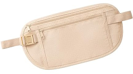 Pinpulux 2Pcs Travel Money Belt, Ultra-Thin Secure Travel Passport Cover in-Garment Hidden Anti-Theft Waist Bag Money Pouch Belt Wallet Holder Under Clothes Cash Credit Cards for Women Men
