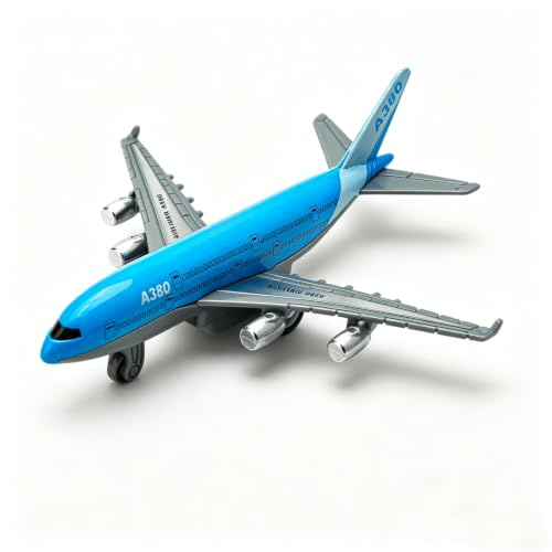 OFGAOO Airbus A380 flygplansleksak, metall dra tillbaka leksaksflygplan 13,5 cm flygplan modeller flygplan leksak present för barn (blå)
