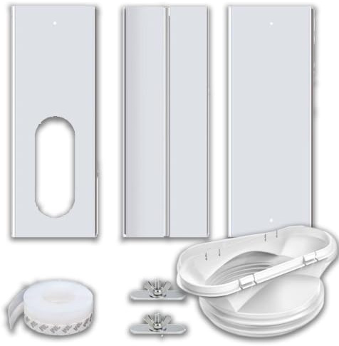 Salida de tubo de escape para aire acondicionado portátil, placa de ventana para persiana con panel ajustable, sello de ventana para aire acondicionado (3PCS)