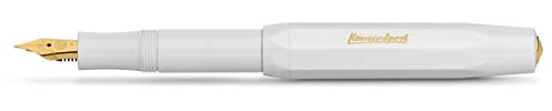 Kaweco CLASSIC SPORT Fountain Pen White with Gold-Plated Steel Nib and Iridium Tip for Ink Cartridges I Sport Fountain Pen 13 cm I Nib: F (Fine)