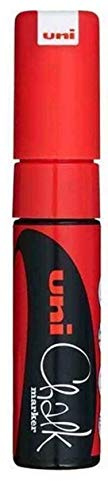 Uni Rouge Pointe biseautée Pointe (8 mm) marqueur de craie liquide Couleur Tableau blanc Tableau noir Tableau noir Menu fenêtres en verre lingette humide non permanent (lot de 1) Pwe-8 K