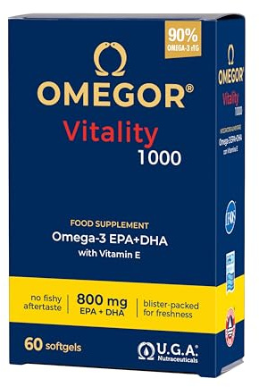 Oméga 3 1000 mg - Huile de poisson avec 800 mg d'EPA et de DHA par capsule | Le seul Oméga3 IFOS certifié 5 étoiles depuis 2006 | Capsules de supplément avec 90% d'oméga-3 rTG | 60 gélules