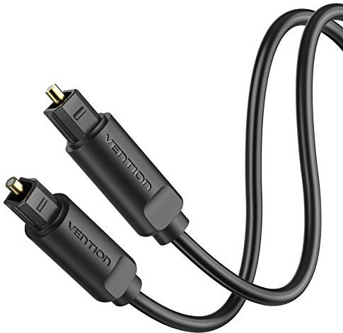 Vention Câble Optique Audio, 1.5m Cable Optique Toslink (24K Plaqué Or) Câble Audio Optique pour Home Cinema, TV, Barre de Son, PS4, Xbox, Samsung, Bose, Sony
