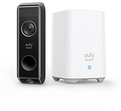 eufy Security Video Doorbell Dual Camera, 2K HD, Wireless, Battery-Powered, HomeBase, Dual Motion Detection, Smart Recognition, No Monthly Fee, 16GB Storage