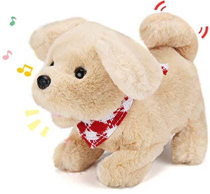 Sotodik Electric Plush Toys Puppy Interactive Pet Dog-Walking,Barking,Tail Wagging Interactive Toys for Toddler Kids Boys Girls