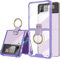 Designed for Samsung Galaxy Z Flip 4 Clear Case With Ring - Anti-Drop Shockproof Protective Mobile Phone Cover Compatible With 5G 2022 (Purple)