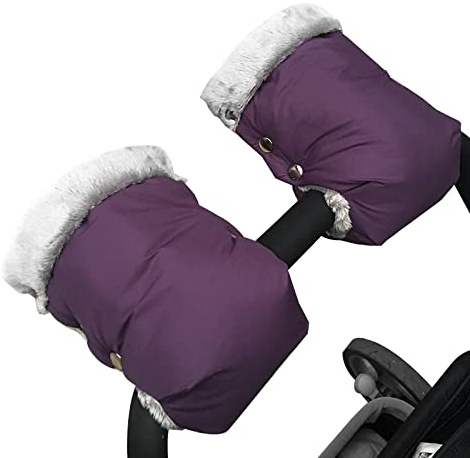 SONARIN Guanti Passeggino,Scaldamani per Passeggino Inverno Proteggimani Passeggino Impermeabile Caldo con Interno in Pile,Manicotto Universale per Passeggini Carrozzine(Viola)