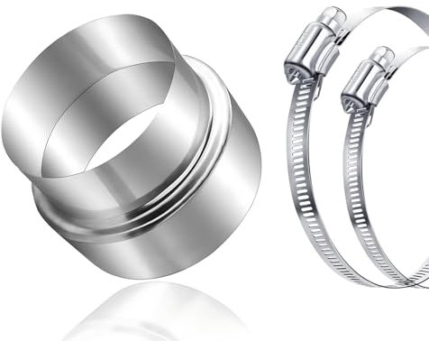 ShnminEU Reducción de tubo de estufa con 2 abrazaderas para conexión de 100 mm a 80 mm de tubo de chimenea de acero inoxidable, reductor de tubo de chimenea, adaptador de chimenea