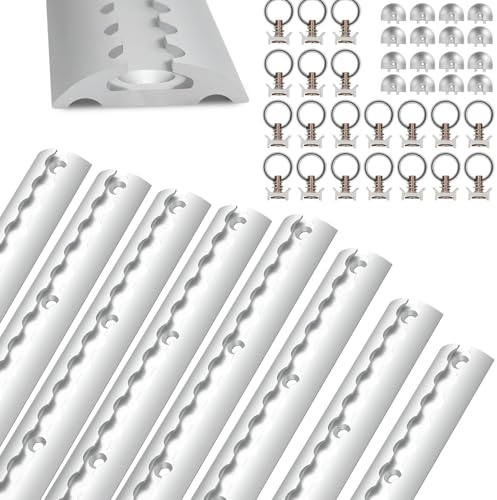 Ansobea Airlineskena 8 x 1 m aluminium, lastskenor, rund halvcirkelform, airlineskenor set med 20 flygskenor-montering ring, 16 airlineskenor, ändlock, för husbilar och lastbilar, silver