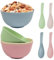 4Pz Ciotole Cereali Infrangibili Lavabili in Lavastoviglie e Adatte al Microonde, 700ml Ciotola d'Avena Leggera di Plastica senza BPA, Insalatiere da Spuntino da Campeggio con 4 Cucchiai per Colazione