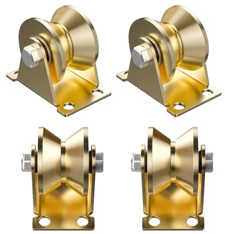 4 stycken V-spårstålhjul, remrullar med kullager för rep, tunga lasthjul för dragsystem, industrimaskiner, tvättlinor, rullportar, inverterade, vajerlinor (linrulle, lastkapacitet 210 kg)