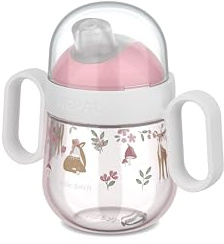 Mepal Bicchiere anti-sbavature Mio Little Dutch, A prova di perdite, Coperchio trasparente, Maniglie facili da impugnare, Beccuccio morbido per bere, 200 ml, Fairy Garden