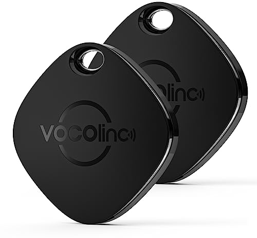 VOCOlinc Schlüsselfinder Key Finder Tag 2er Pack Kompatibel mit Apple Wo ist? APP (iOS NUR, Nicht für Android), Bluetooth Key Tracker für Geldbeutel, Taschen, Koffer, Austauschbarer Akku