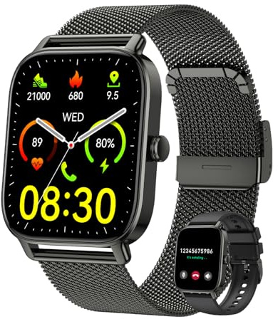 Smartwatch Herren Damen Fitnessuhr mit Telefonfunktion: Bluetooth Anruf uhr Smart Watch Wasserdicht Armbanduhr Fitness tracker mit Herzfrequenz Schlafmonitor Schrittzähler Sportuhr Uhren Android iOS