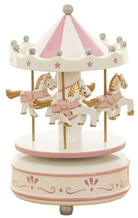 Pocoiau Boîte à musique carrousels de Noël avec mélodies classiques à manivelle élégante et rotative pour les vacances