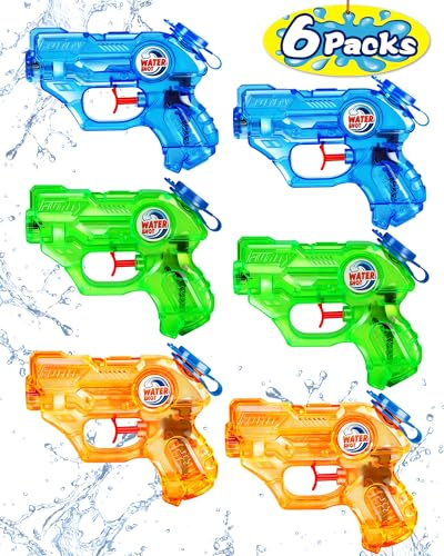 Quanquer 6 Pack Water Guns for Kids - 150ML Capacity Mini Water Pistol with 7M Long Range, Water Gun for Kid Boys Girls Outdoor Summer Pool Garden Water Fight Party