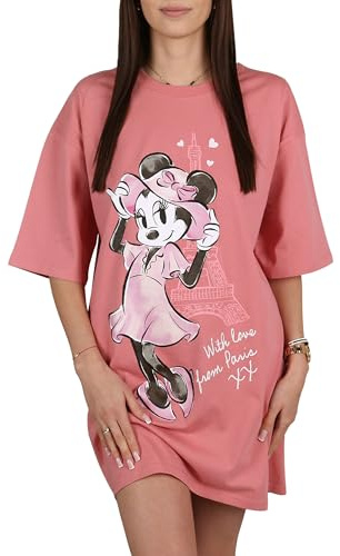Disney Camicia da Notte da Donna, 100% Cotone, Maglietta da Notte per L'Estate