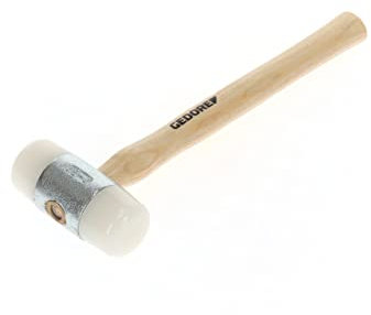 GEDORE Martillo de Nylon con empuñadura de madera, Martillo de cuero, 50 mm de diámetro, Martillo con mango de madera de fresno, Herramienta, Forjado, 225 E-50