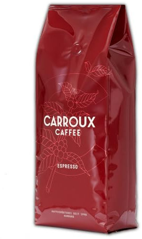 CARROUX Kaffeebohnen Espresso 1kg Pack - Feinster Premium Kaffee - Für Kaffeevollautomat u. Siebträgermaschine - Ganze Bohnen frisch geröstet