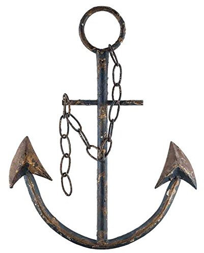 Everydecor Ancora in metallo per decorazione da parete, decorazione nautica antica per soggiorno, bagno, camera da letto, cucina, barca, ancora con catena per interni di casa