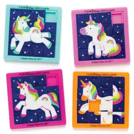 Baker Ross AR581 Rainbow Unicorn Sliding Puzzles (Pack of 4)